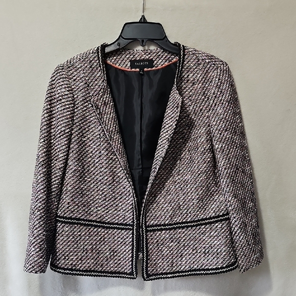 Talbots Black and White Tweed 3/4 Sleeve Blazer Sz. 12 - Picture 8 of 8